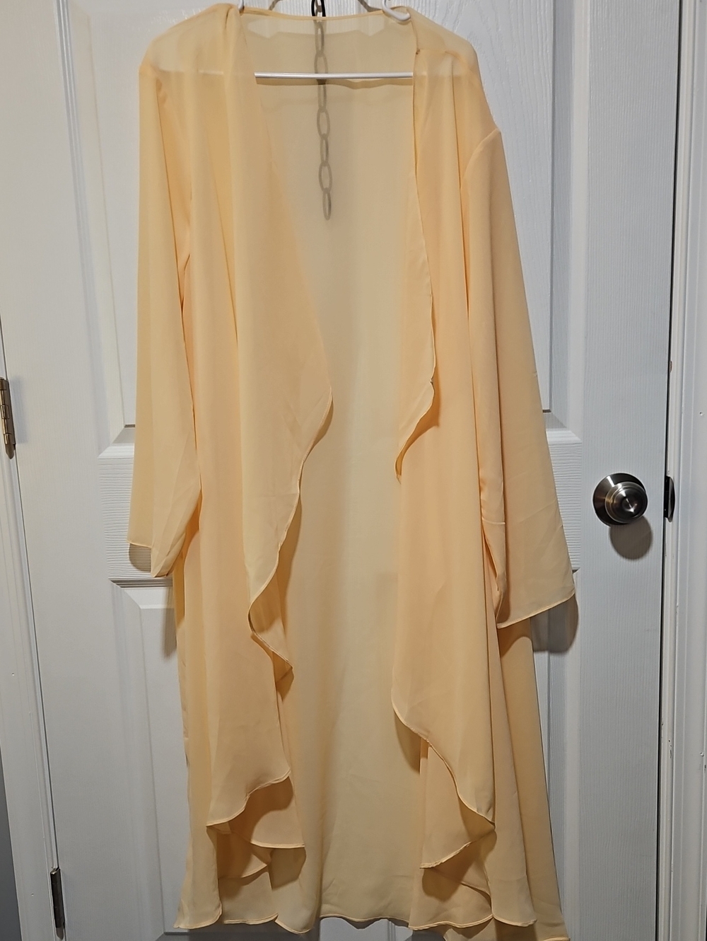 Light Peach Open-Front Chiffon Kimono - Women